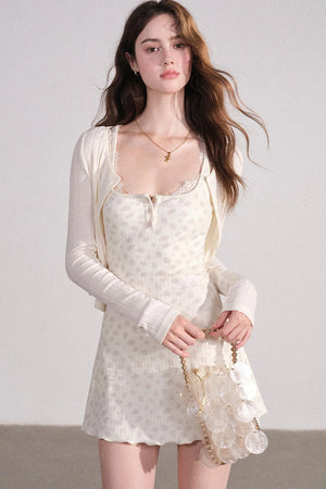 Slim Fit Cardigan and Tank Dress Set-Up