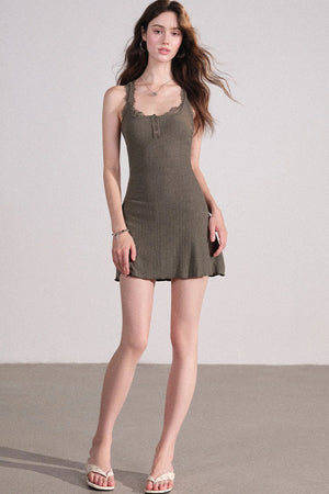 Slim Fit Cardigan and Tank Dress Set-Up