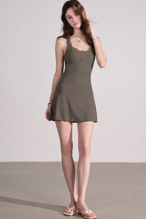 Slim Fit Cardigan and Tank Dress Set-Up