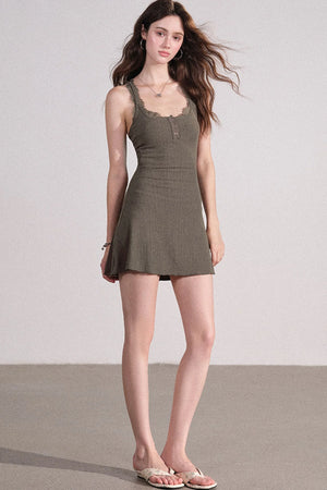 Slim Fit Cardigan and Tank Dress Set-Up