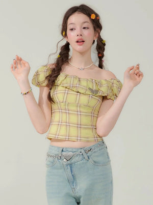 Slim Fit Check Plaid T-Shirt