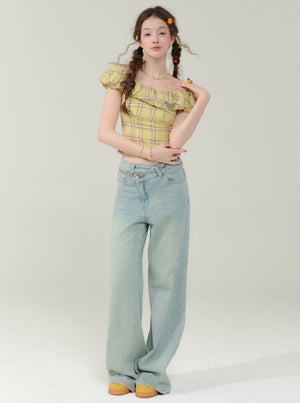 Slim Fit Check Plaid T-Shirt