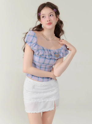 Slim Fit Check Plaid T-Shirt