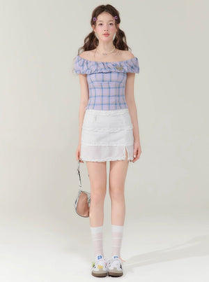 Slim Fit Check Plaid T-Shirt