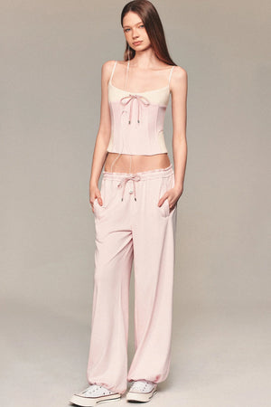 Slim-Fit Color-Block Camisole and Pants Set-Up