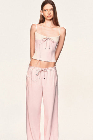 Slim-Fit Color-Block Camisole and Pants Set-Up