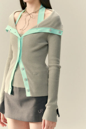 Slim-Fit Contrast Knit Tank Top