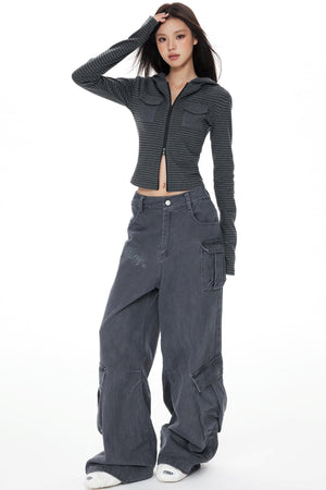 Slim Fit Cropped Hoodie Top