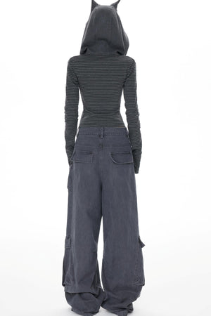 Slim Fit Cropped Hoodie Top
