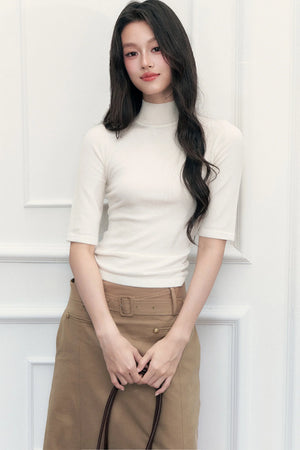 Slim-Fit Half-High Collar Knit Base Top