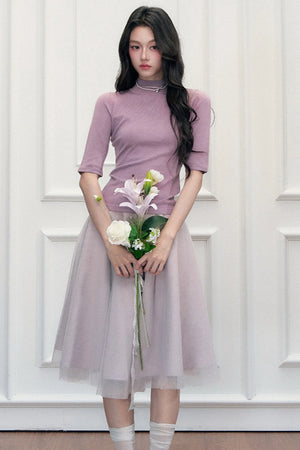 Slim-Fit Half-High Collar Knit Base Top