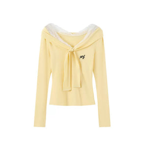 Slim Fit Knitted Lace-Up Top Skirt Set-Up