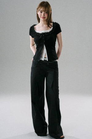 Slim Fit Panel Wide-Leg Trousers