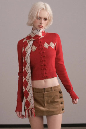 Slim-Fit Quilted Knit Sweater Set