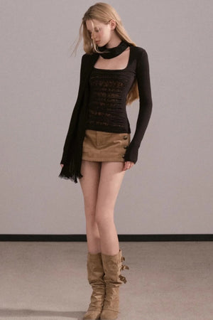 Slim-Fit Ripped Square-Neck Top
