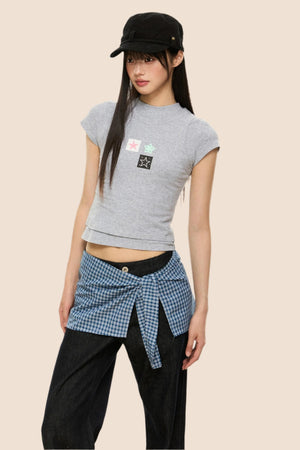 Slim Gray Square Crop Tee