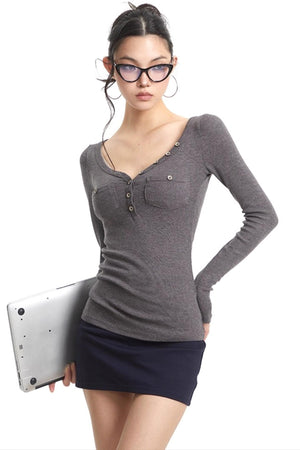 Slim Knit Long Sleeve Shirt