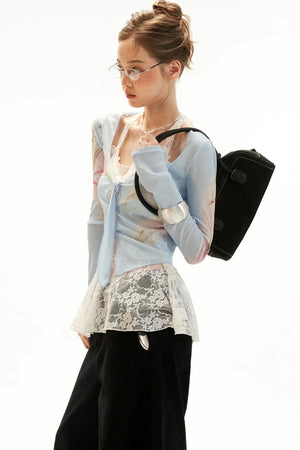 Slim Lace Bow-Tie Top Set-Up