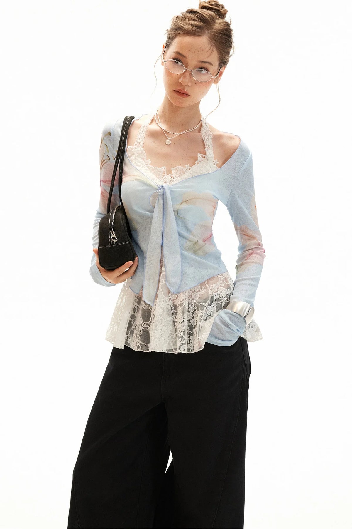 Slim Lace Bow-Tie Top Set-Up