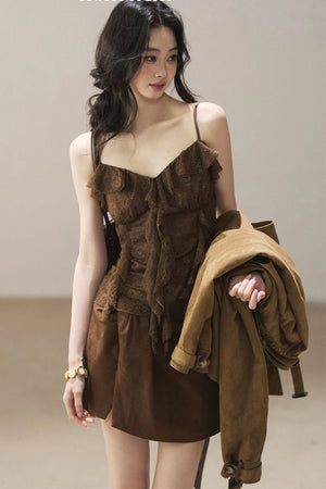 Slim Lace Tassel Vest