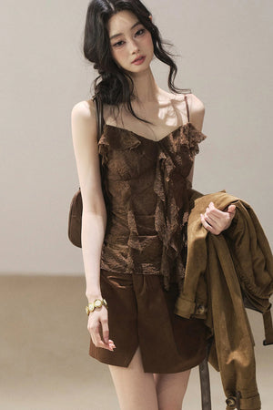 Slim Lace Tassel Vest