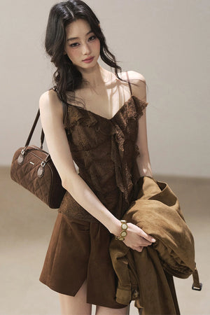 Slim Lace Tassel Vest