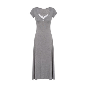 Slim Lace V-Neck A-Line Dress