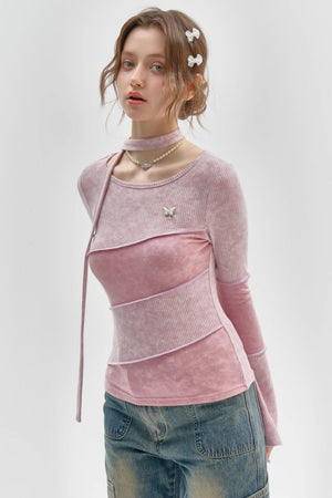 Slim Long Sleeve Knitted T-Shirt