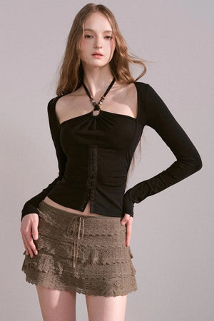 Slim Pleated Halterneck Top