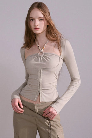 Slim Pleated Halterneck Top