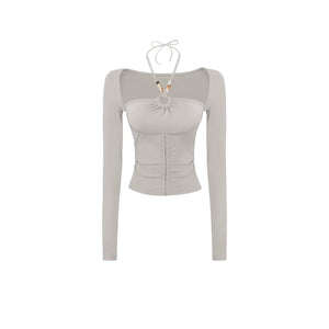 Slim Pleated Halterneck Top