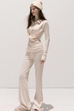 Slim Polo Knit Top