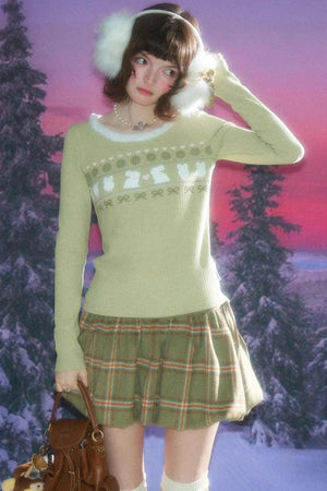 Slim Rabbit Print Knitted Base Shirt