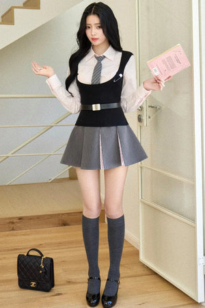 Slim Tie Silhouette Vest Set-Up