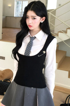 Slim Tie Silhouette Vest Set-Up