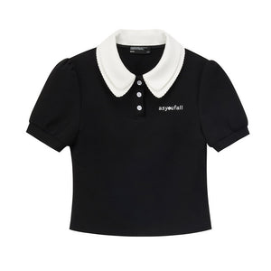 Slim Waist Cropped Polo Shirt
