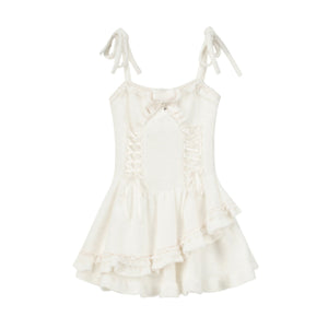 Slim Waist Lace-Up Slip Dress