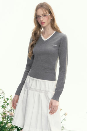 Slim Waist Long-Sleeved Knit Sweater