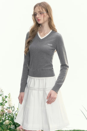 Slim Waist Long-Sleeved Knit Sweater