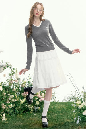 Slim Waist Long-Sleeved Knit Sweater