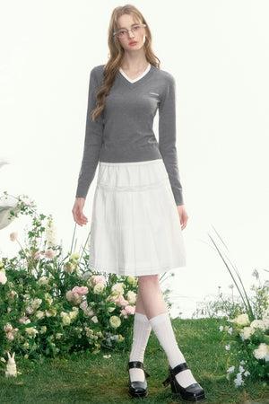 Slim Waist Long-Sleeved Knit Sweater