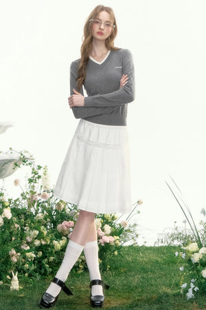 Slim Waist Long-Sleeved Knit Sweater