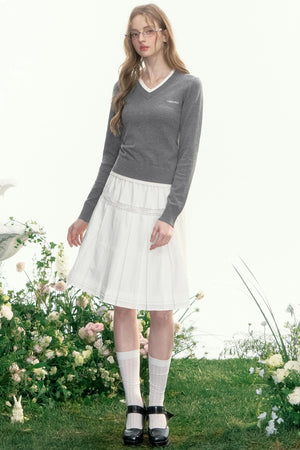 Slim Waist Long-Sleeved Knit Sweater