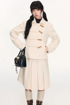 Slim Waist Woolen Coat Set-Up