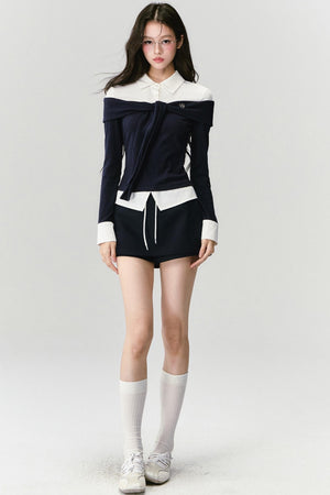 Slimming Knit Top With Skirt Set-Up