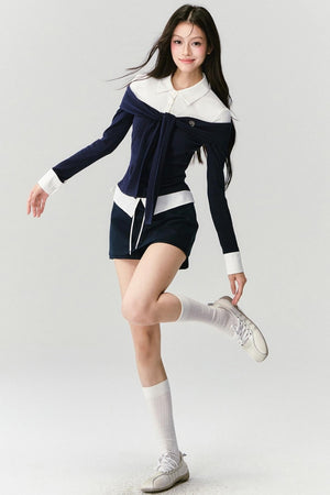 Slimming Knit Top With Skirt Set-Up