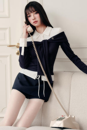 Slimming Knit Top With Skirt Set-Up