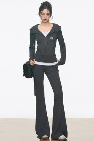 Slimming Knitted Hooded Cardigan Set-Up
