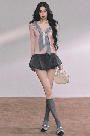 Slimming Navy Knitted Top