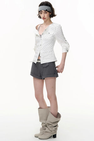 Slimming Retro Polka Dot Shirt
